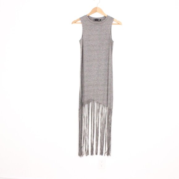 *C'est Moi Tank Body Con Grey Fringe Mini Dress - Picture 4 of 7